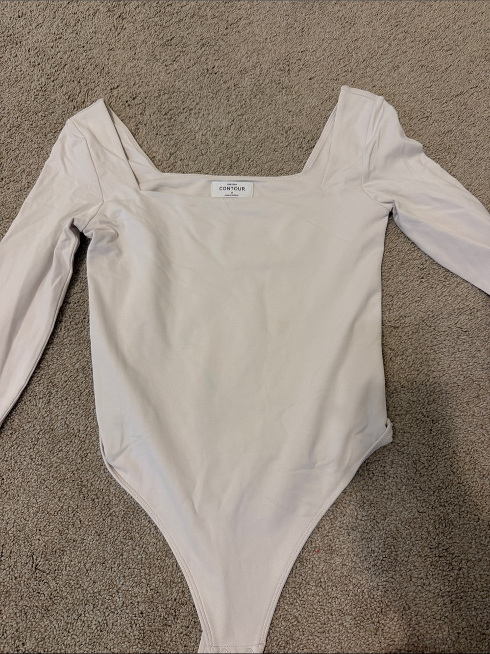 Aritzia Contour Kids Long-Sleeve Square Neck One-Piece Bodysuit in Neutral Cream